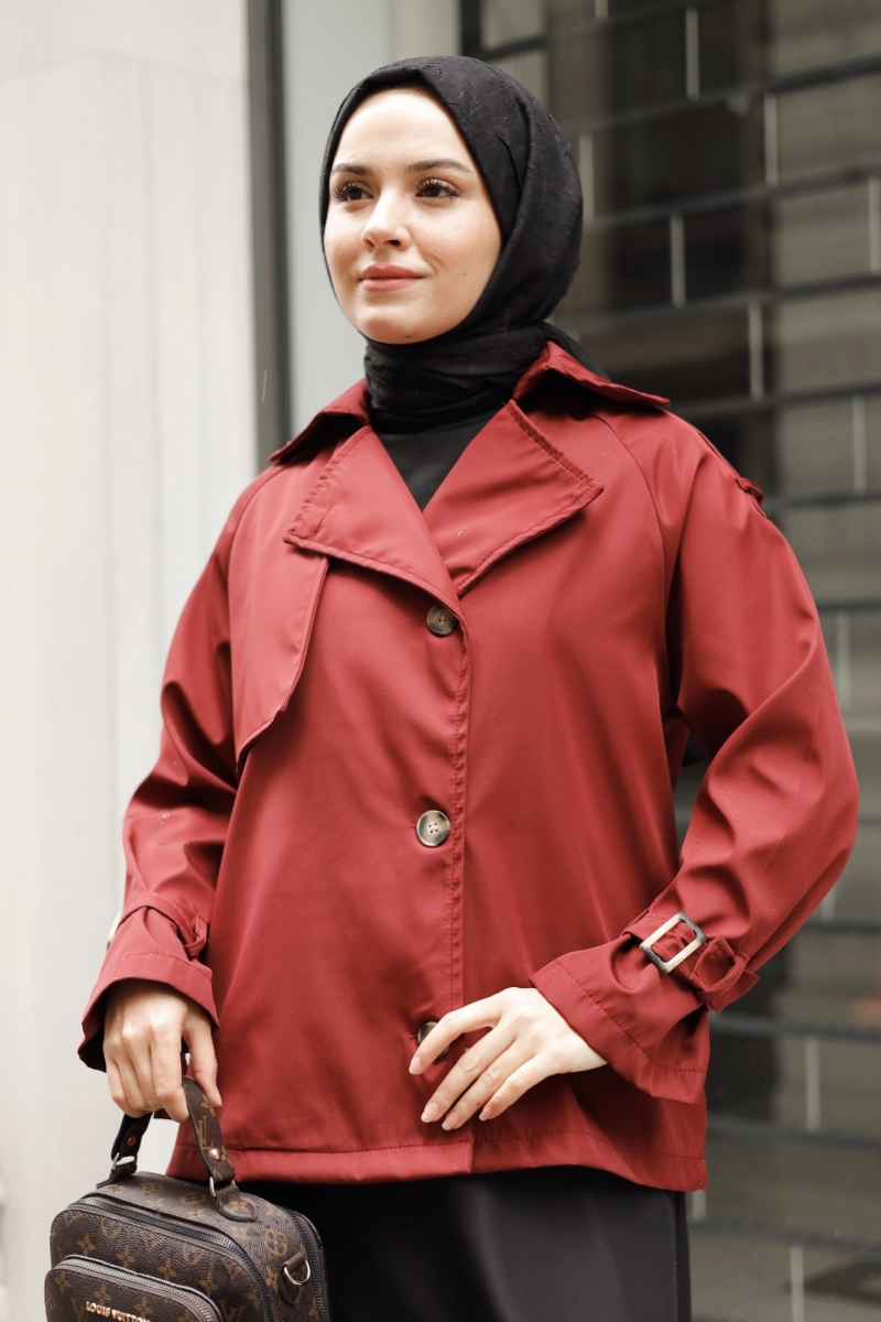 Elçin Red Trench Coat