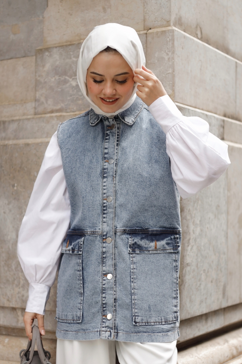 April Blue Denim Vest