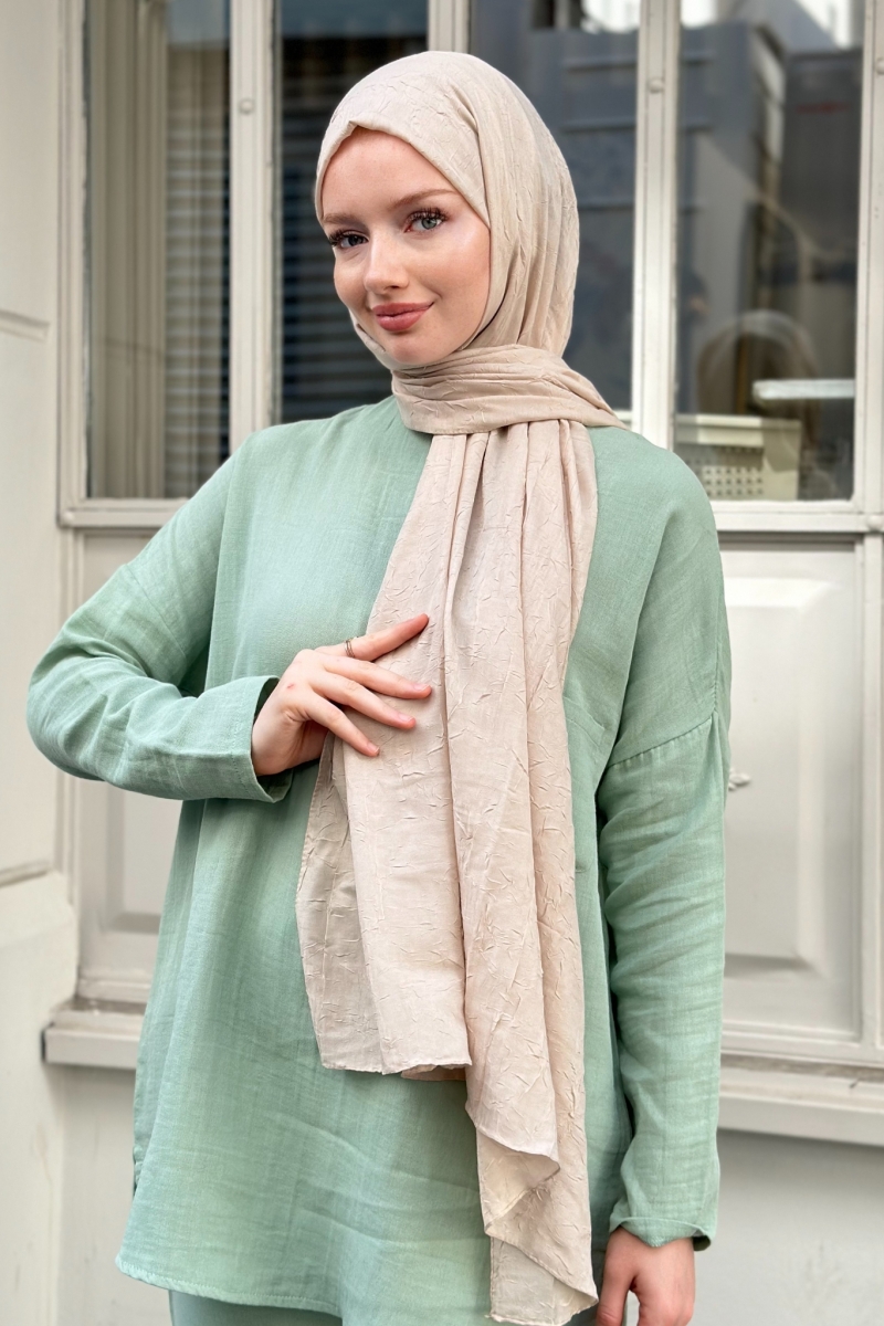 Bamboo Kraş Cream Shawl 