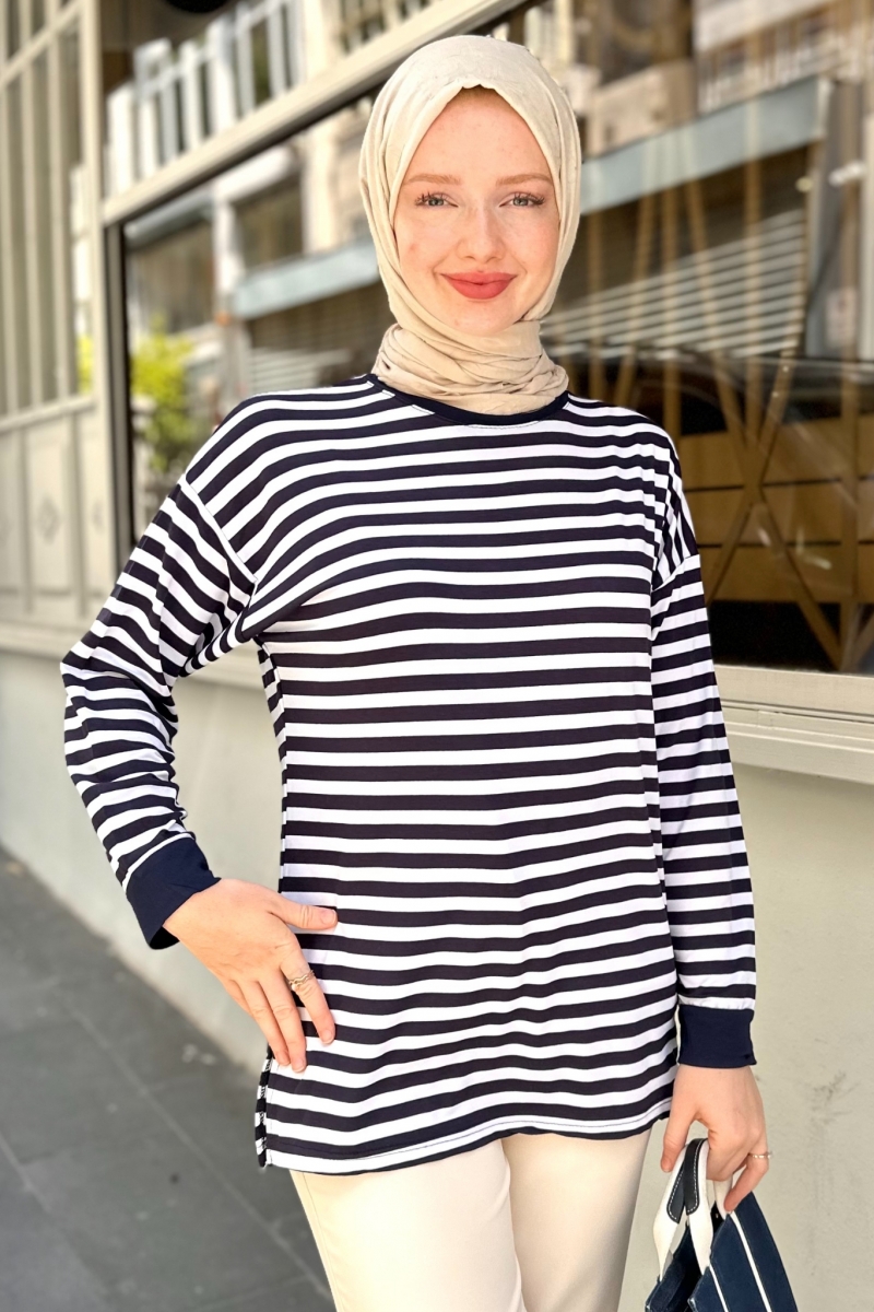 Dalton Navy Blue Striped Tunic 