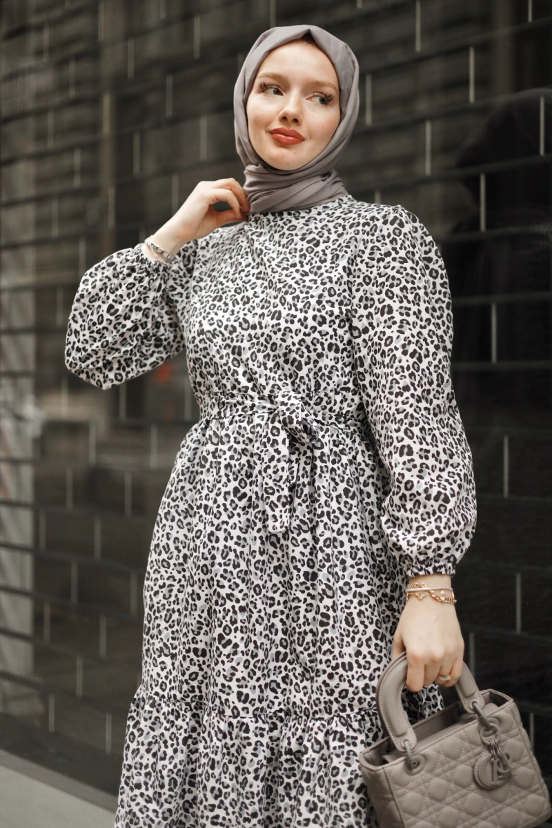 Emla Leopard Pattern Black Dress