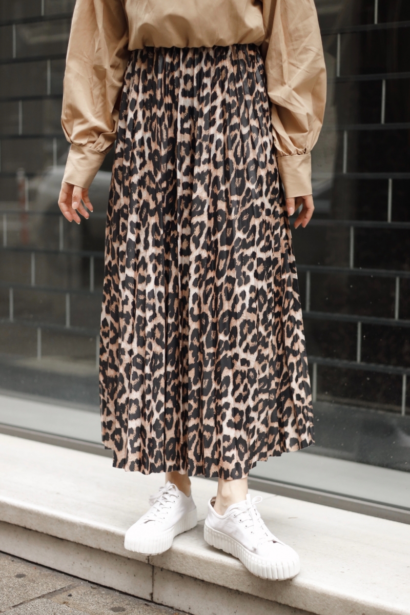 Limay Leopard Pattern Camel Skirt 