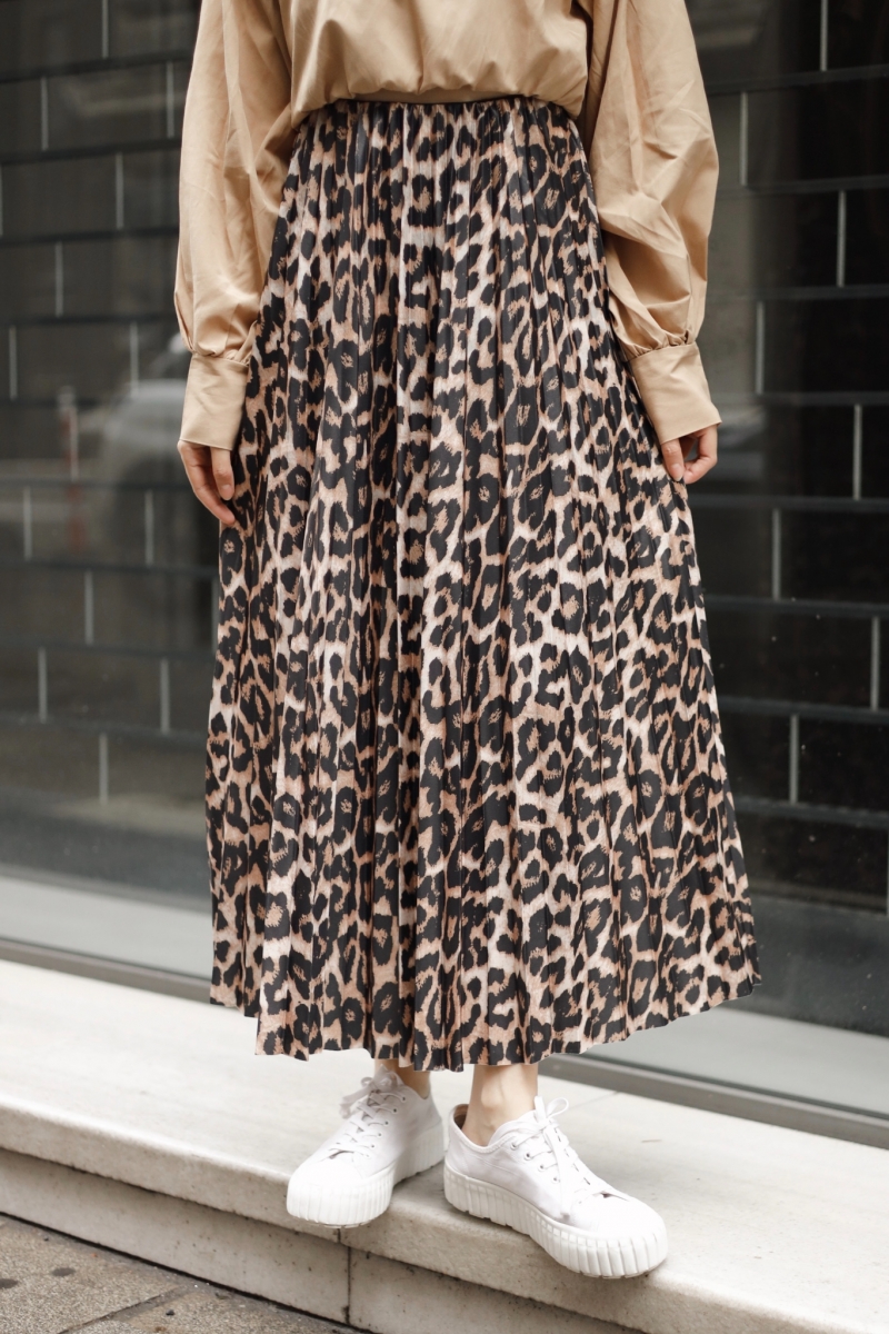 Limay Leopard Pattern Camel Skirt 