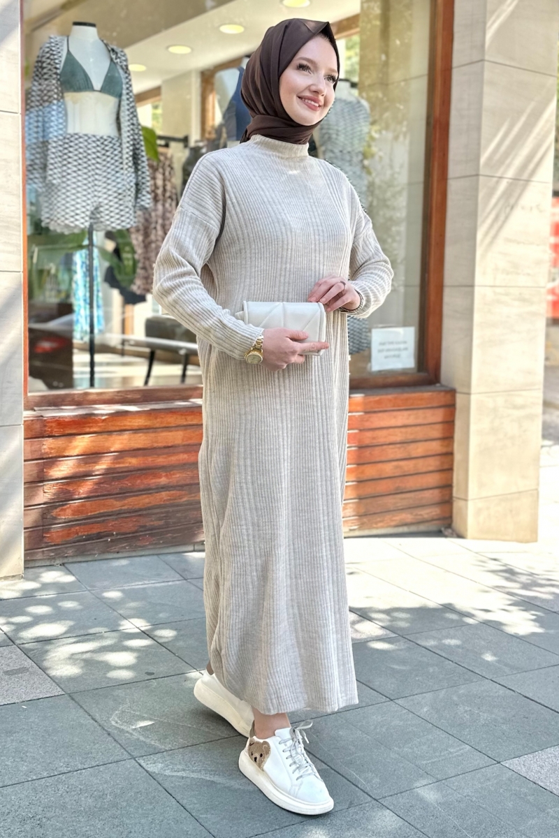 Mave Beige Knitwear Dress