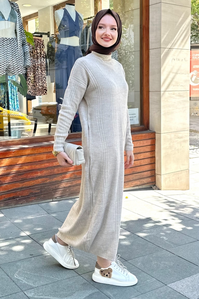 Mave Beige Knitwear Dress