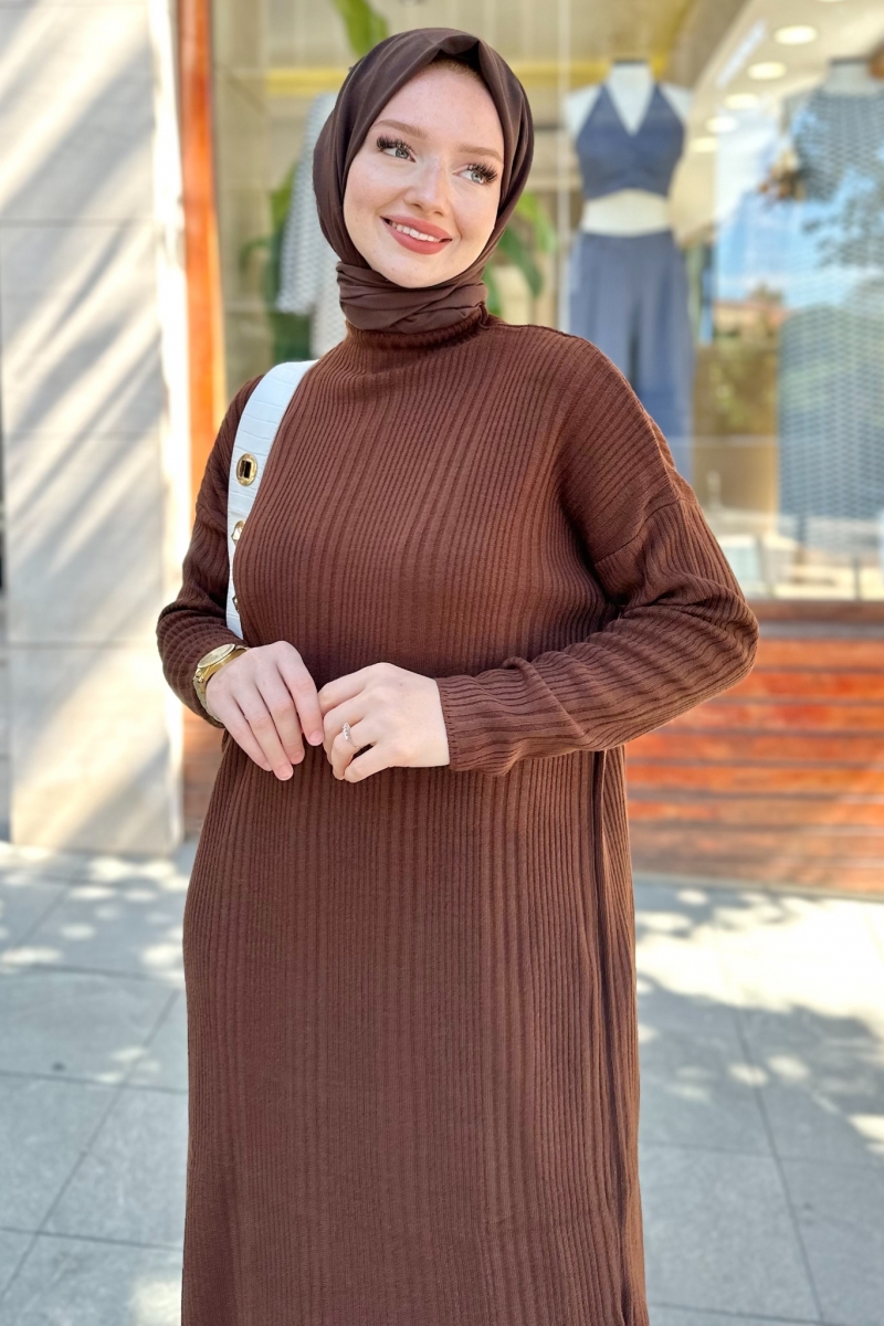 Mave Brown Knitwear Dress 